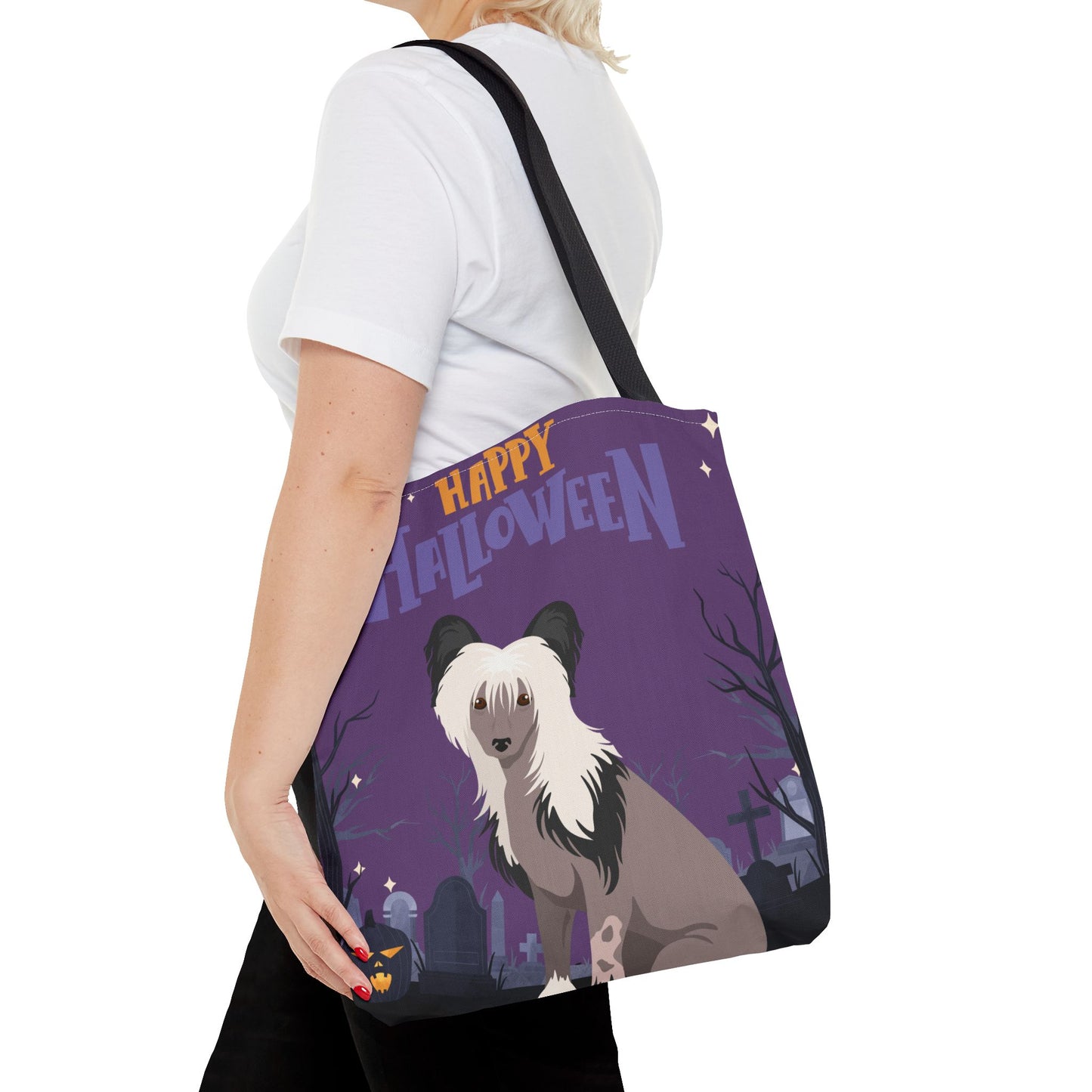 Chinese Crested Dog Happy Halloween Tote Bag 16x16
