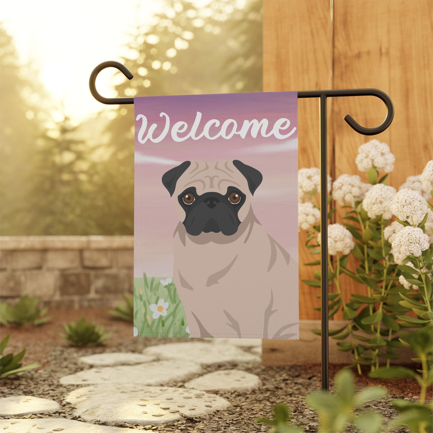 Pug Dog Welcome Garden Flag