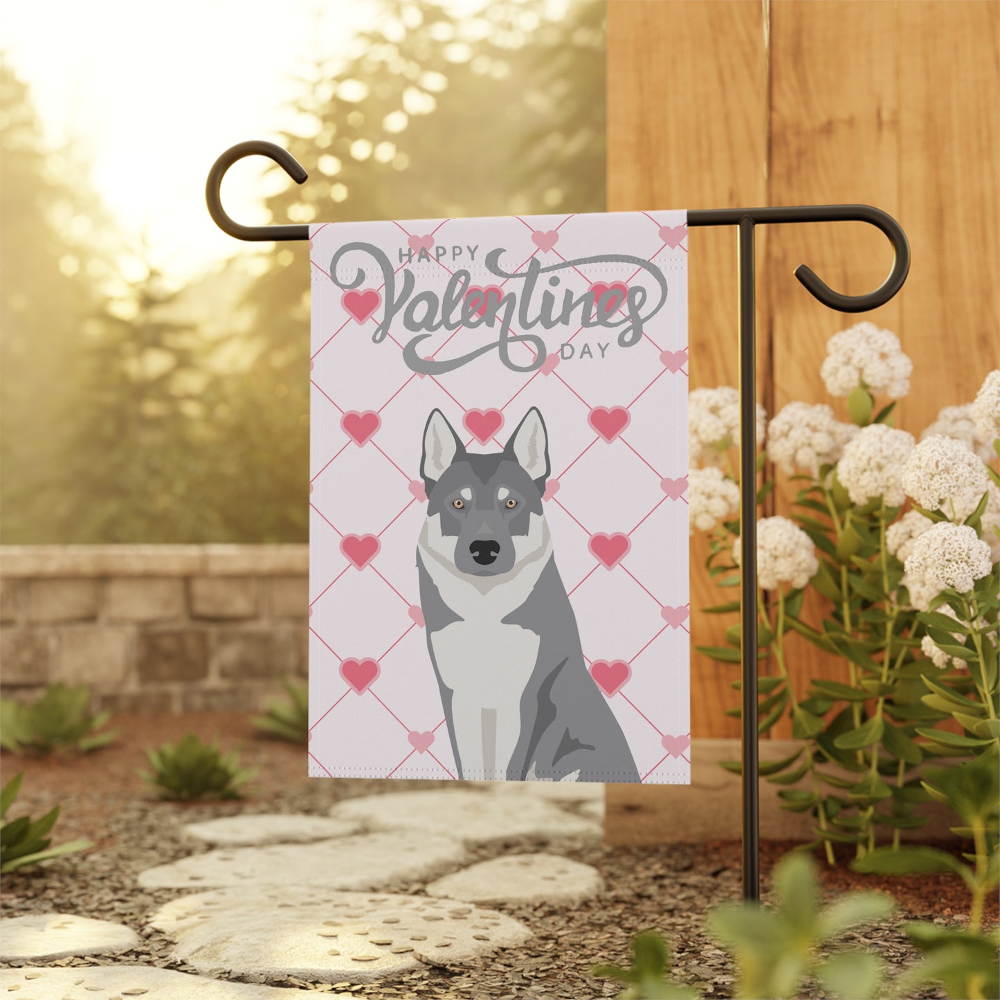 Czechoslovakian Vlciak Dog Valentines Day Garden Flag