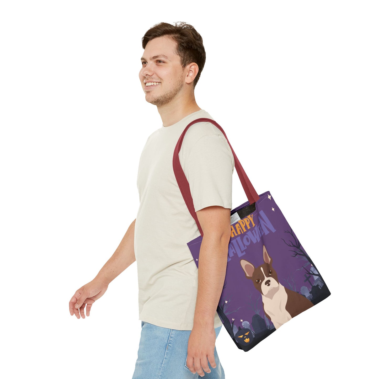 Boston Terrier Dog Happy Halloween Tote Bag 16x16