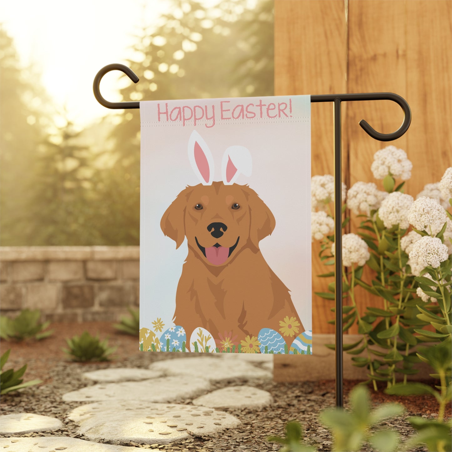 Golden Retriever Dog Happy Easter Garden Flag