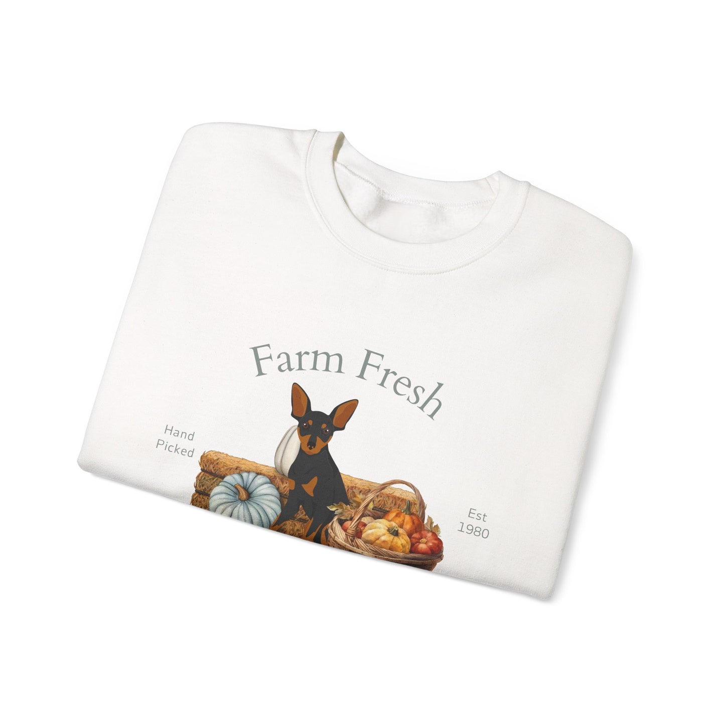 Miniature Pinscher Dog Fall Farm Fresh Unisex Heavy Blend Crewneck Sweatshirt
