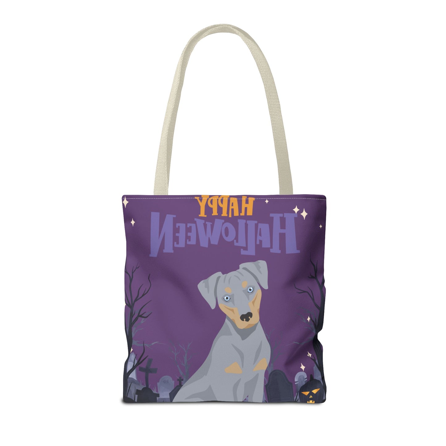 Blue Lacy Dog Happy Halloween Tote Bag 16x16