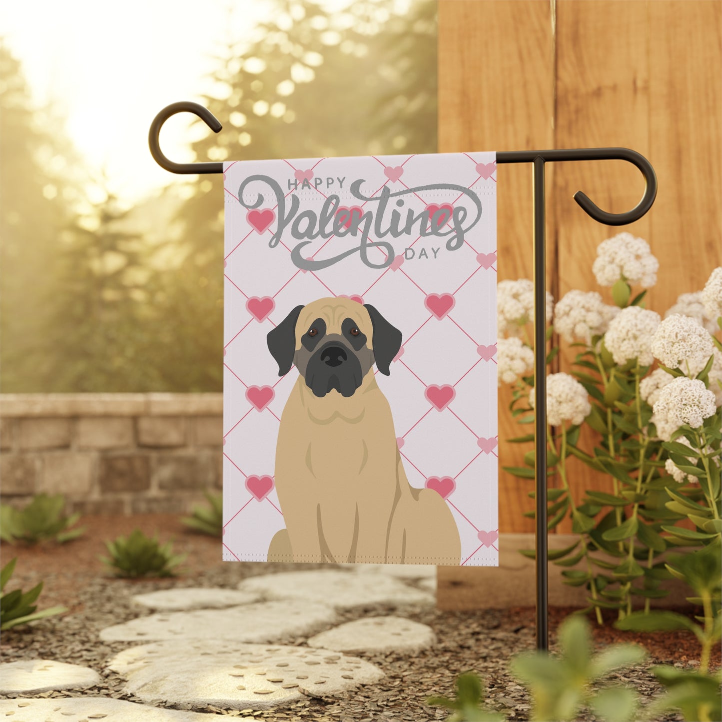 Mastiff Dog Valentines Day Garden Flag
