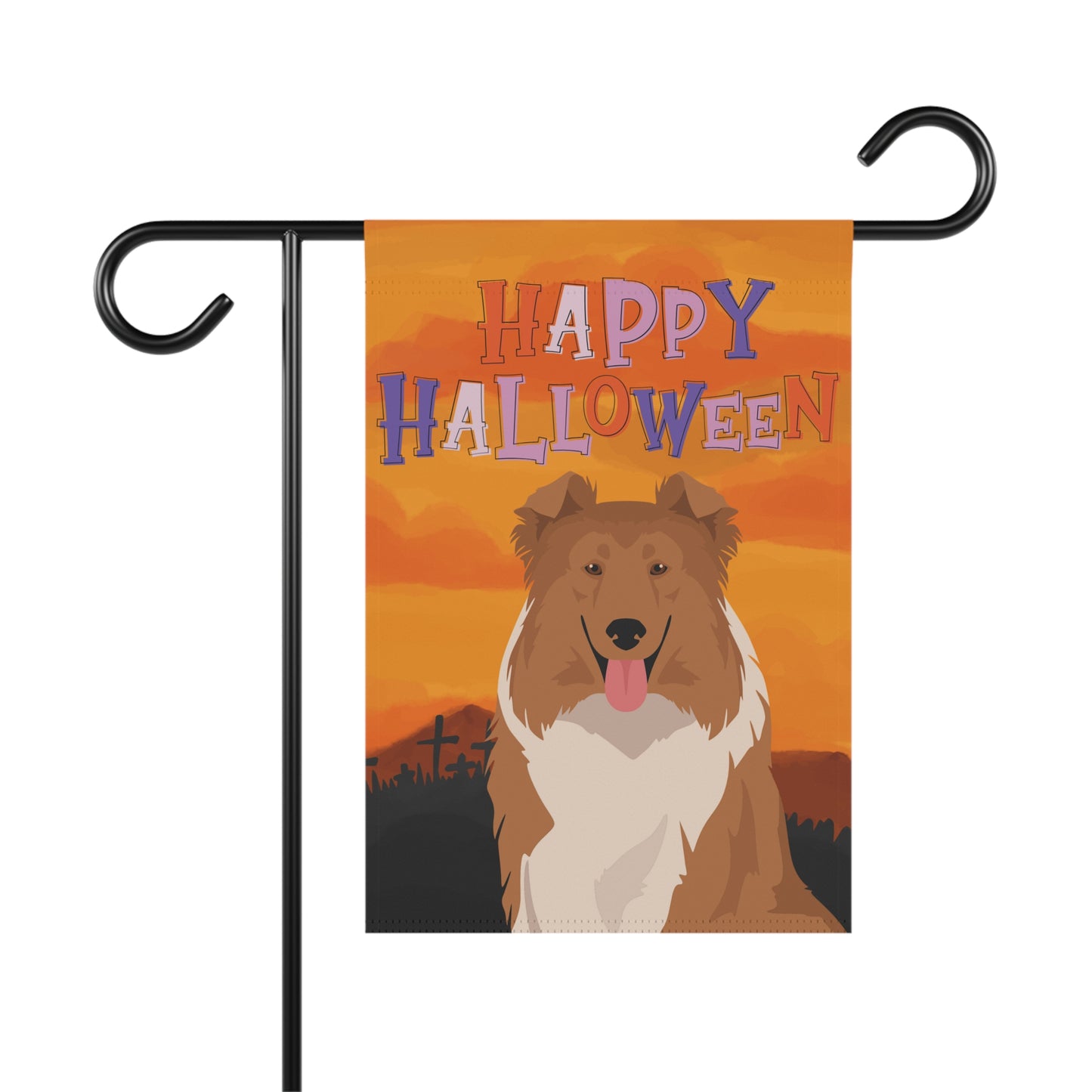 Collie Dog Halloween Garden Flag
