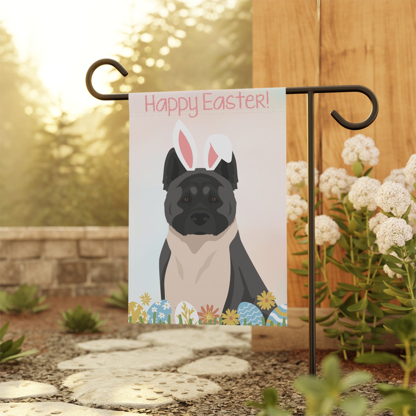 American Akita Dog Happy Easter Garden Flag