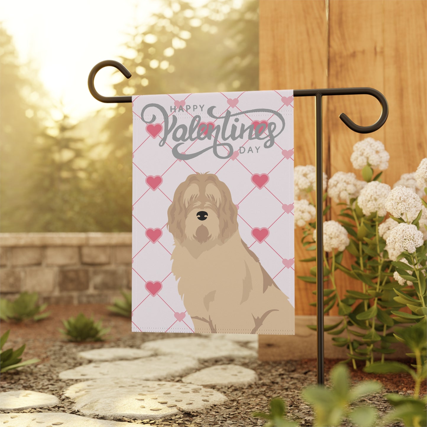 Otterhound Dog Valentines Day Garden Flag