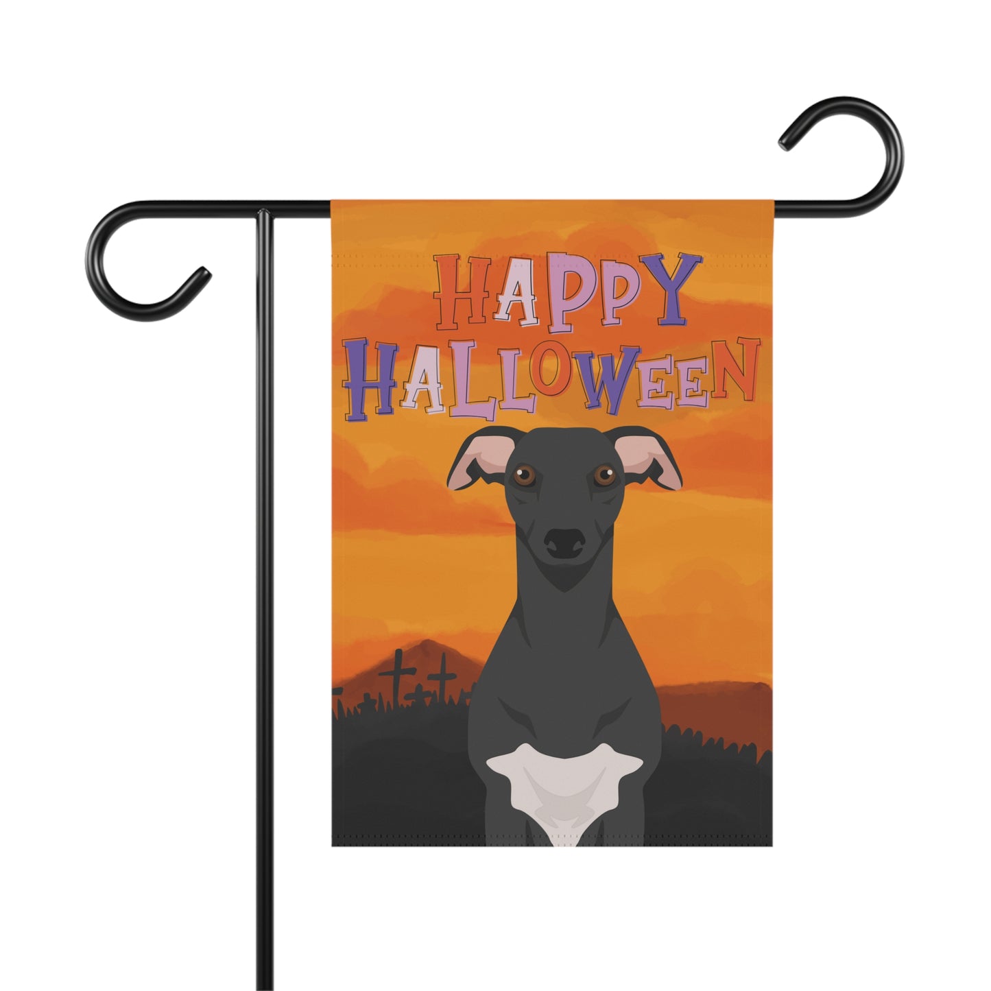 Whippet Dog Halloween Garden Flag