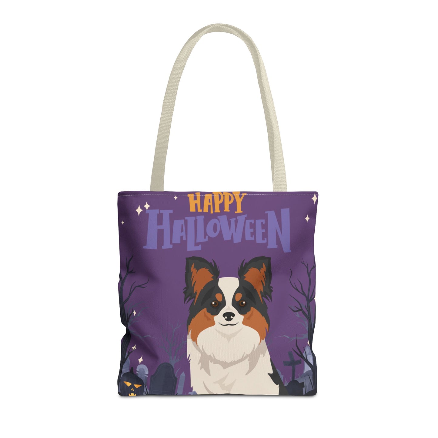 Papillon Dog Happy Halloween Tote Bag 16x16