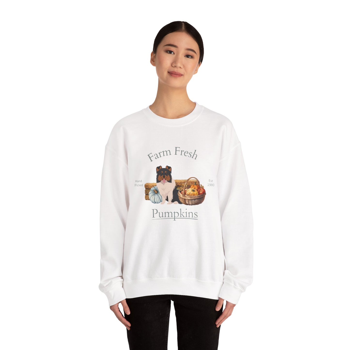 Shetland Sheepdog Dog Fall Farm Fresh Unisex Heavy Blend Crewneck Sweatshirt