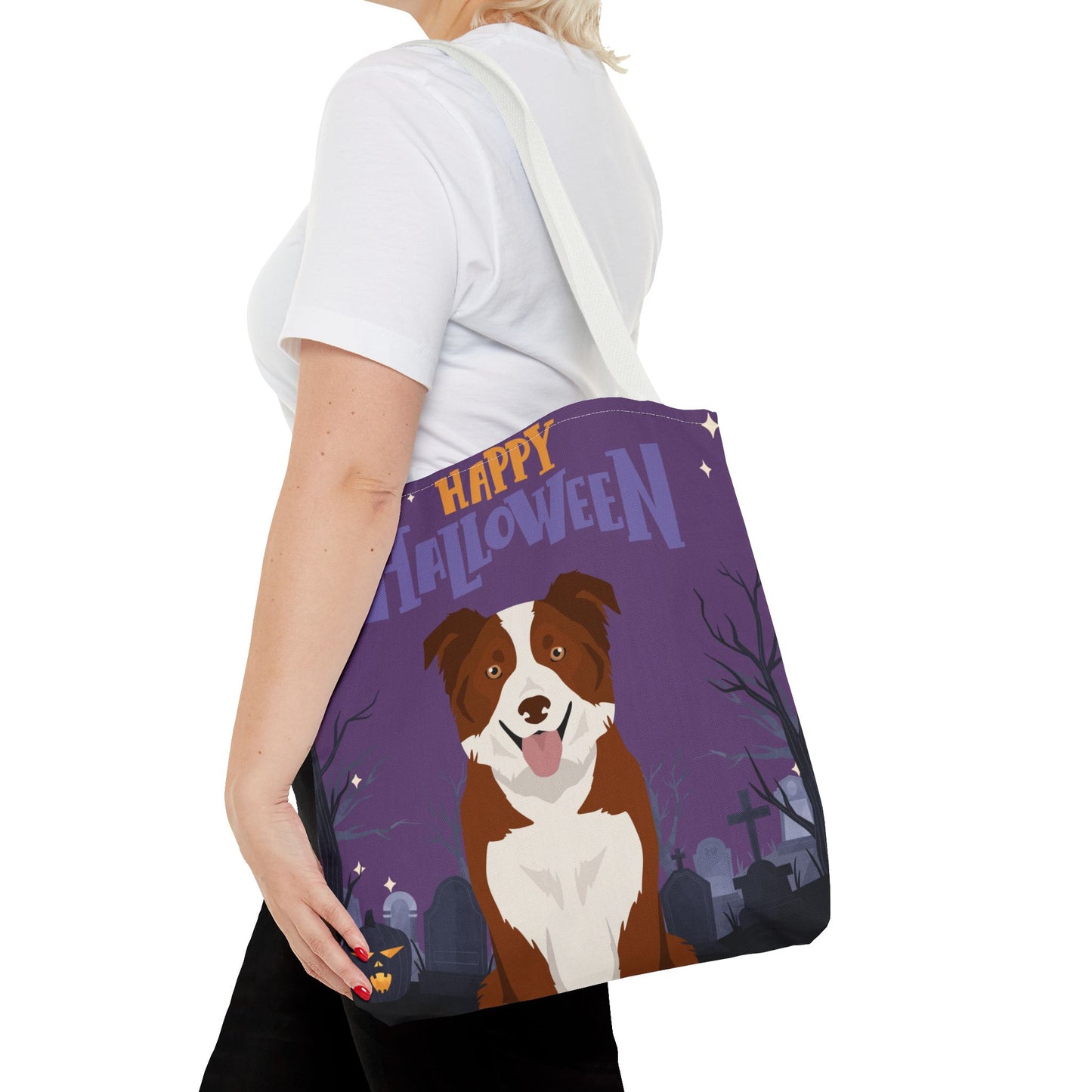 Border Collie Dog Happy Halloween Tote Bag 16x16