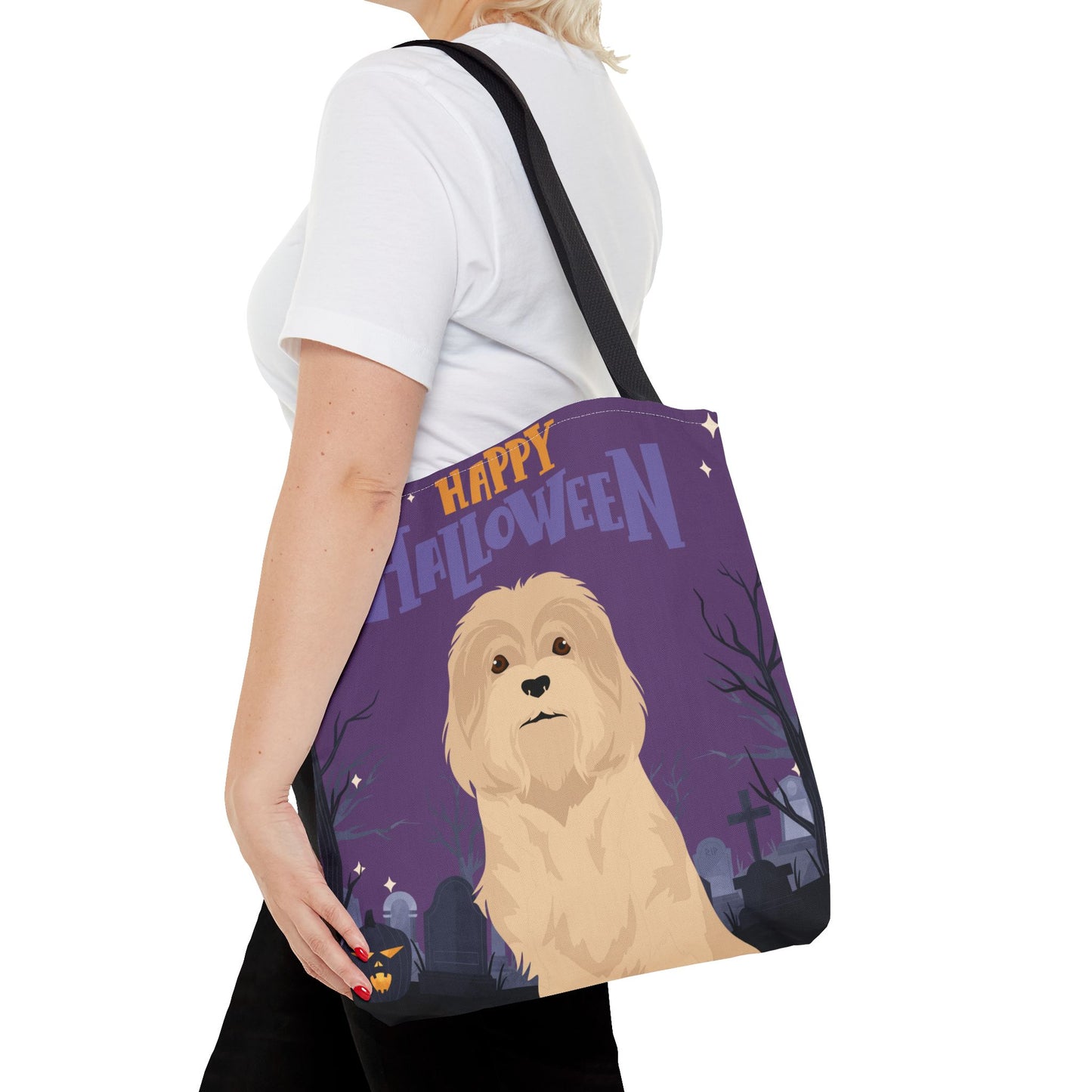 Lowchen Dog Happy Halloween Tote Bag 16x16