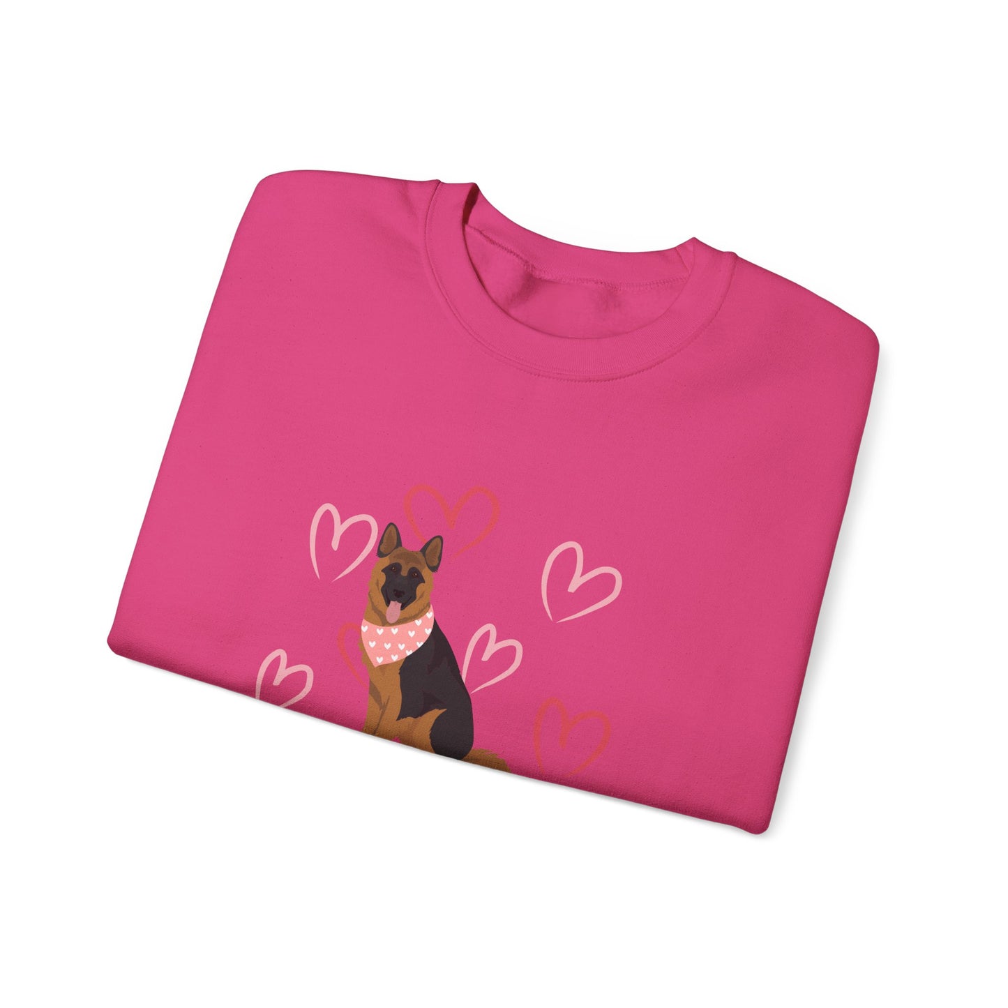 Longhaired German Shepherd Dog Valentines Day Unisex Heavy Blend Crewneck Sweatshirt