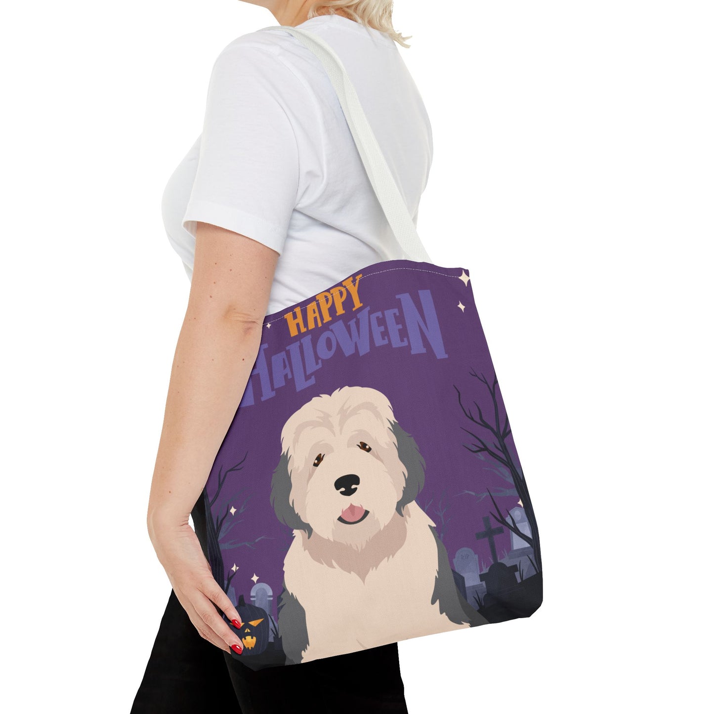 Old English Sheepdog Dog Happy Halloween Tote Bag 16x16
