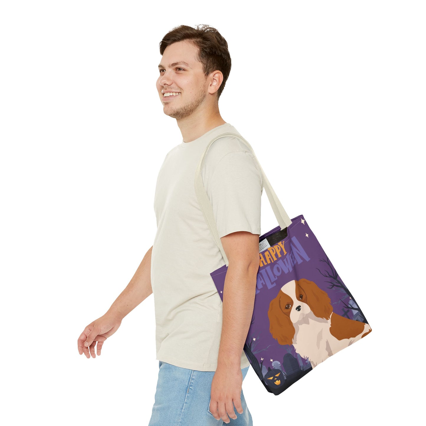 Cavalier King Charlre Spaniel Dog Happy Halloween Tote Bag 16x16