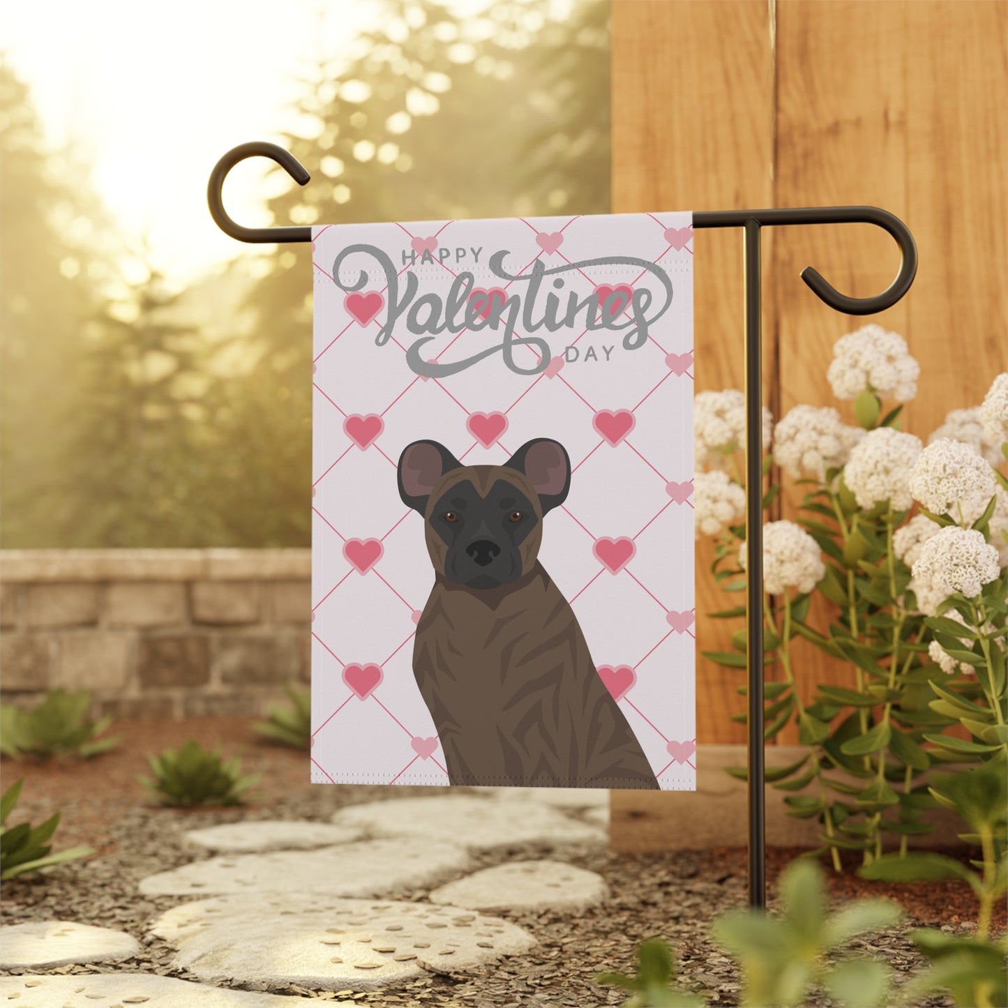 St Miguel Cattle Dog Valentines Day Garden Flag