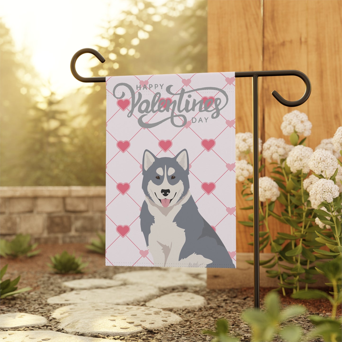 Canadian Inuit Dog Valentines Day Garden Flag