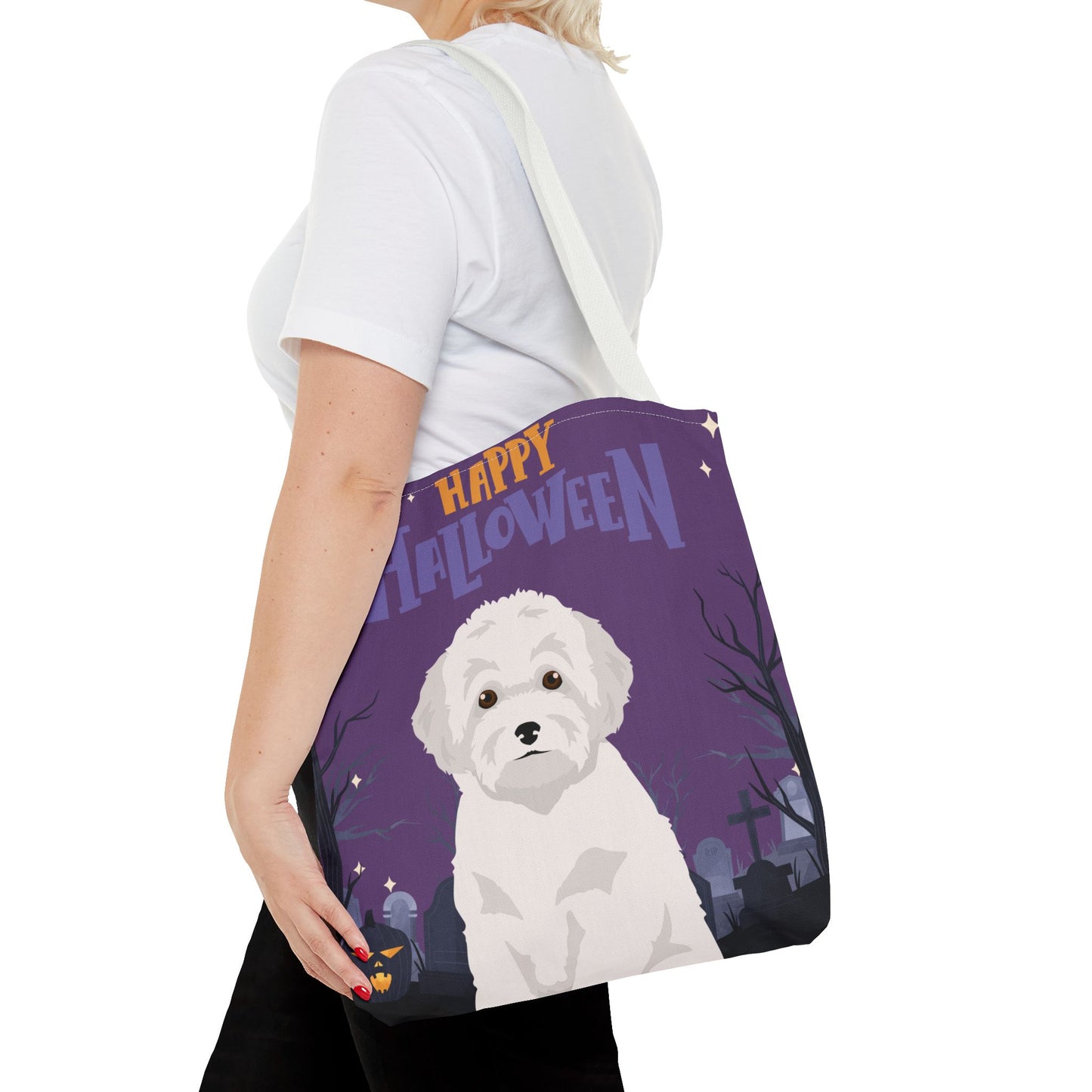 Toy Poodle Dog Happy Halloween Tote Bag 16x16