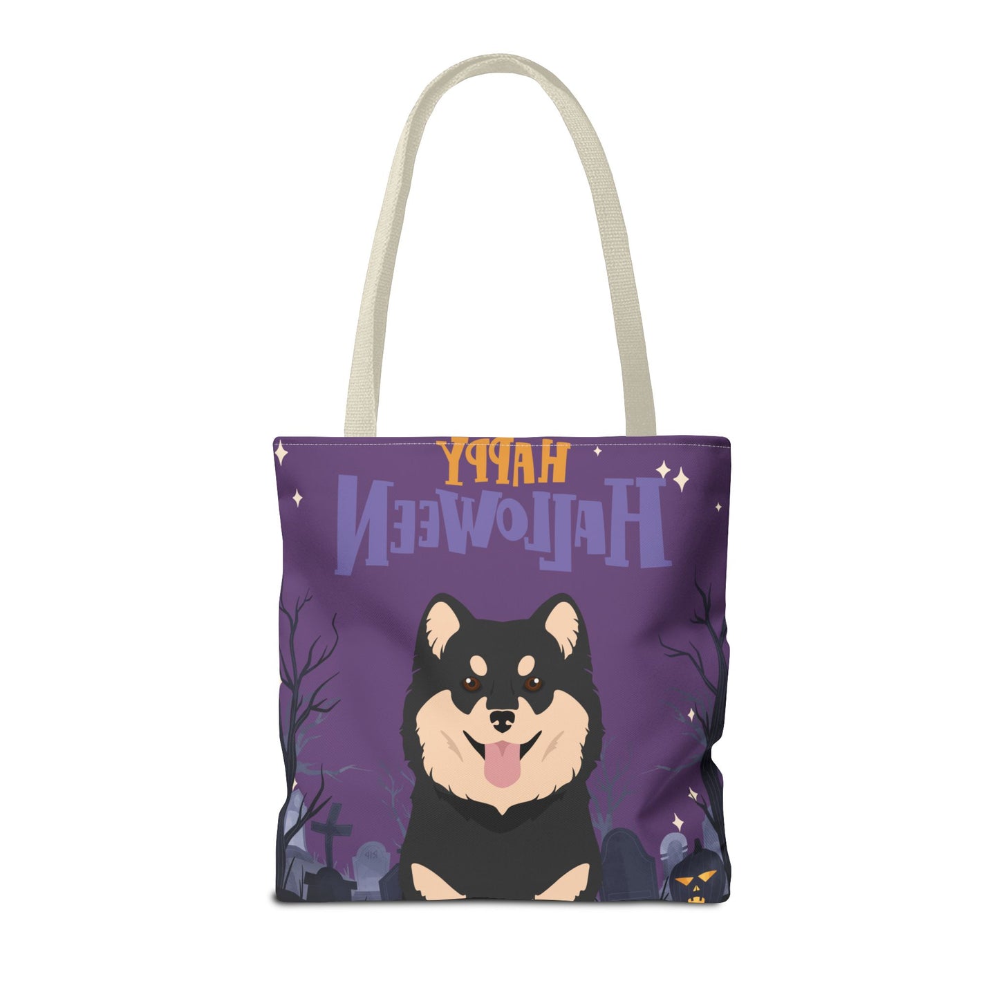 Finnish Lapphund Dog Happy Halloween Tote Bag 16x16