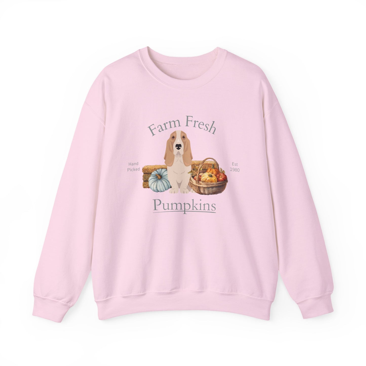 Basset Hound Dog Fall Farm Fresh Unisex Heavy Blend Crewneck Sweatshirt