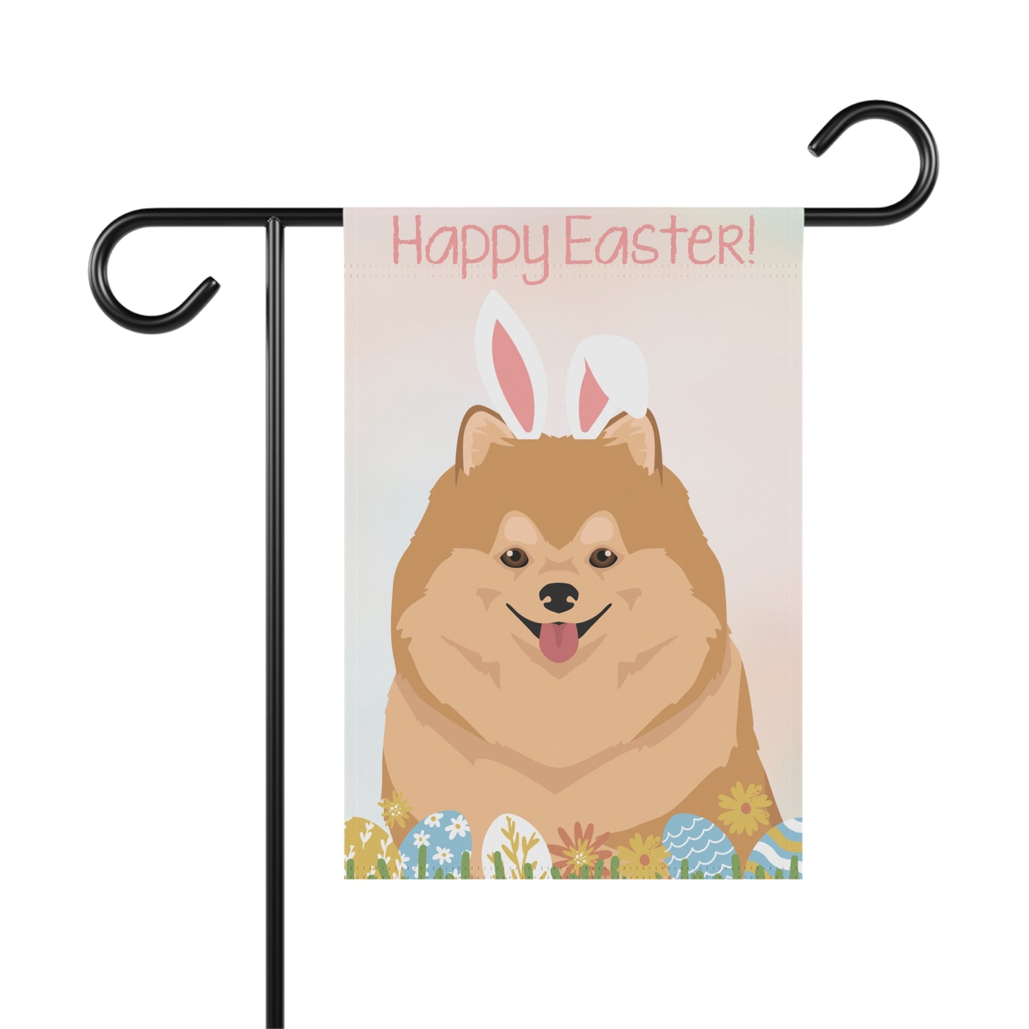 Pomeranian Dog Happy Easter Garden Flag
