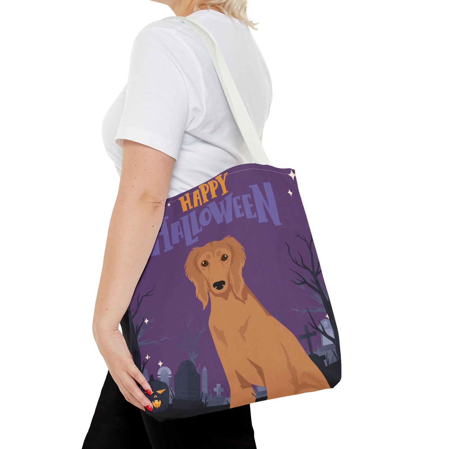 Saluki Dog Happy Halloween Tote Bag 16x16