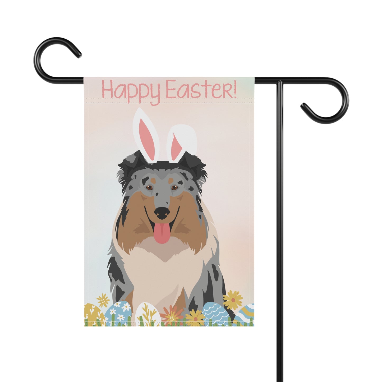 Collie Dog Happy Easter Garden Flag