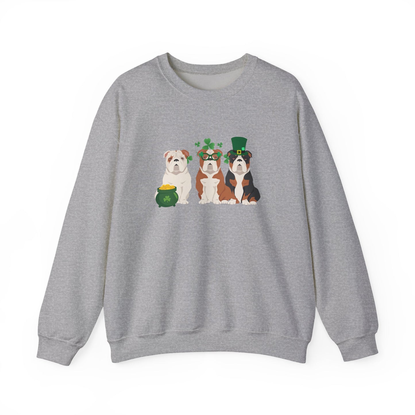 Bulldog Dog St Patricks Day Unisex Heavy Blend Crewneck Sweatshirt, St Pattys day, Cute Dog Mom Gift