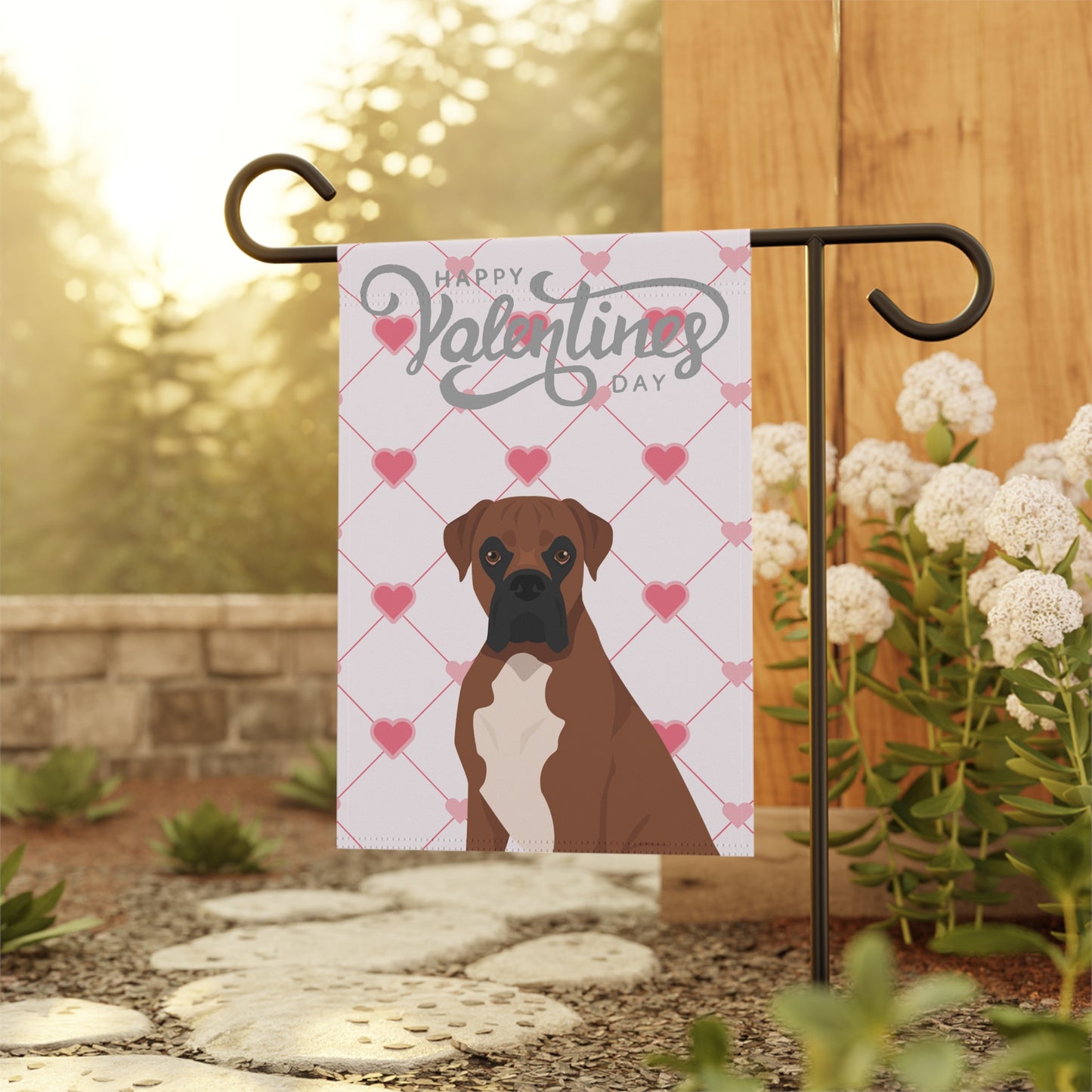 Boxer Dog Valentines Day Garden Flag