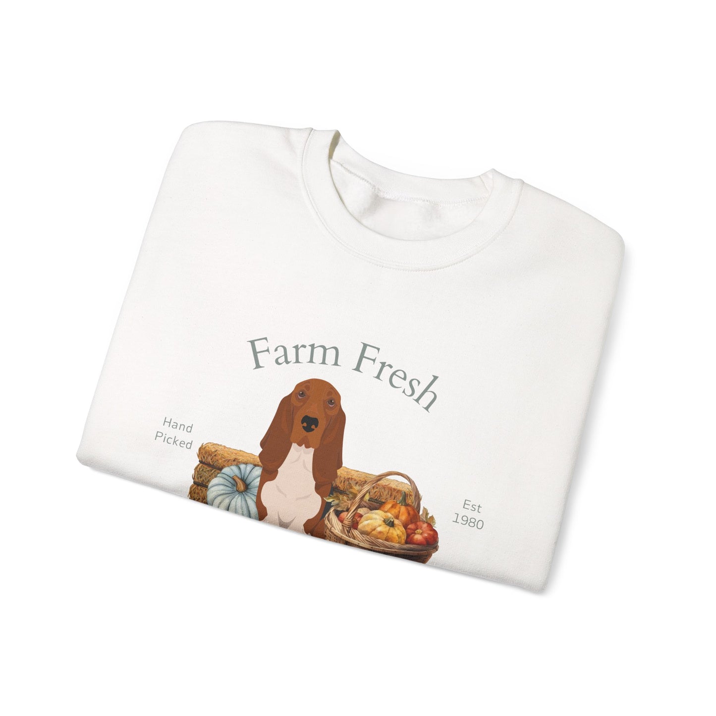 Basset Hound Dog Fall Farm Fresh Unisex Heavy Blend Crewneck Sweatshirt