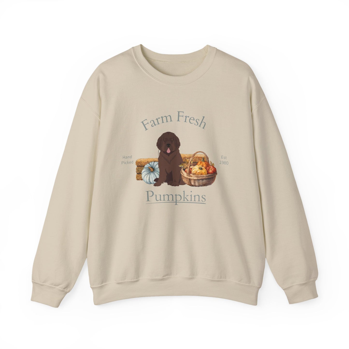 Newfoundland Dog Fall Farm Fresh Unisex Heavy Blend Crewneck Sweatshirt