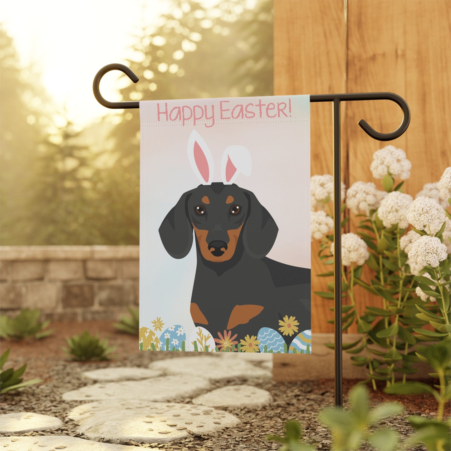 Dachshund Dog Happy Easter Garden Flag