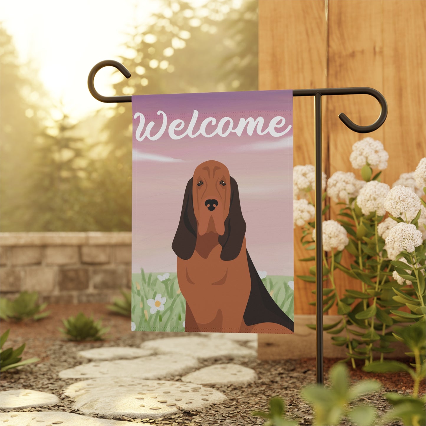 Bloodhound Dog Welcome Garden Flag