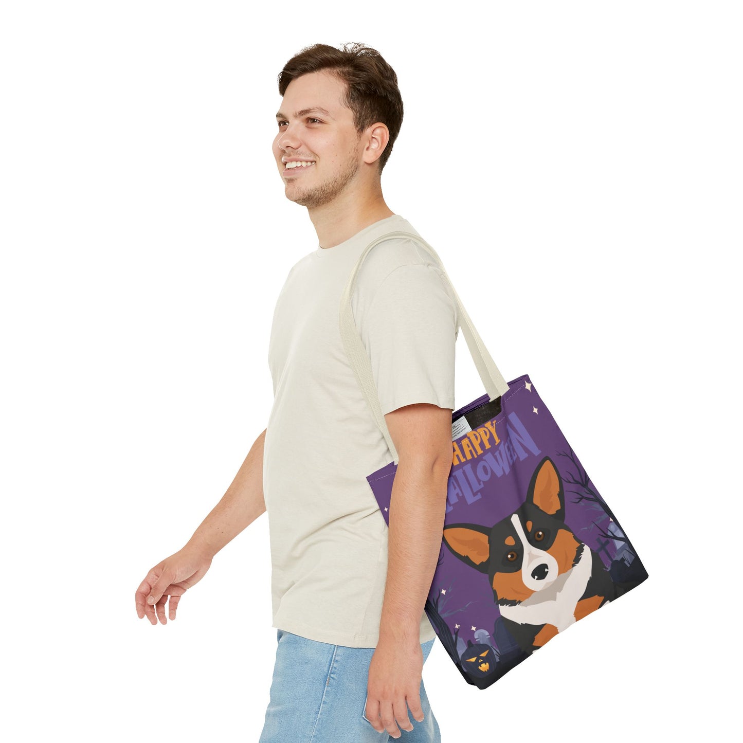 Pembroke Welsh Corgi Dog Happy Halloween Tote Bag 16x16