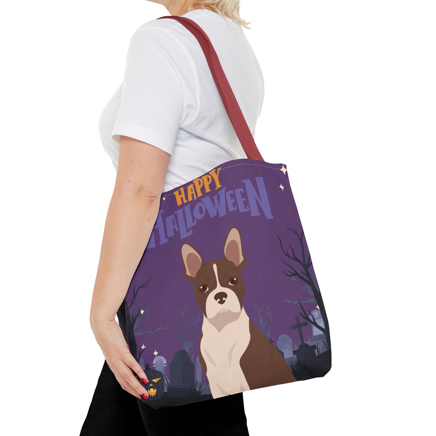Boston Terrier Dog Happy Halloween Tote Bag 16x16