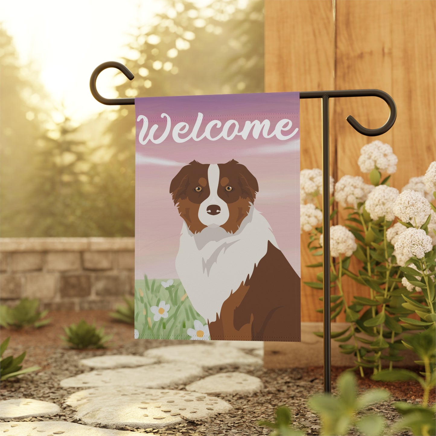 Australian Shepherd Dog Welcome Garden Flag
