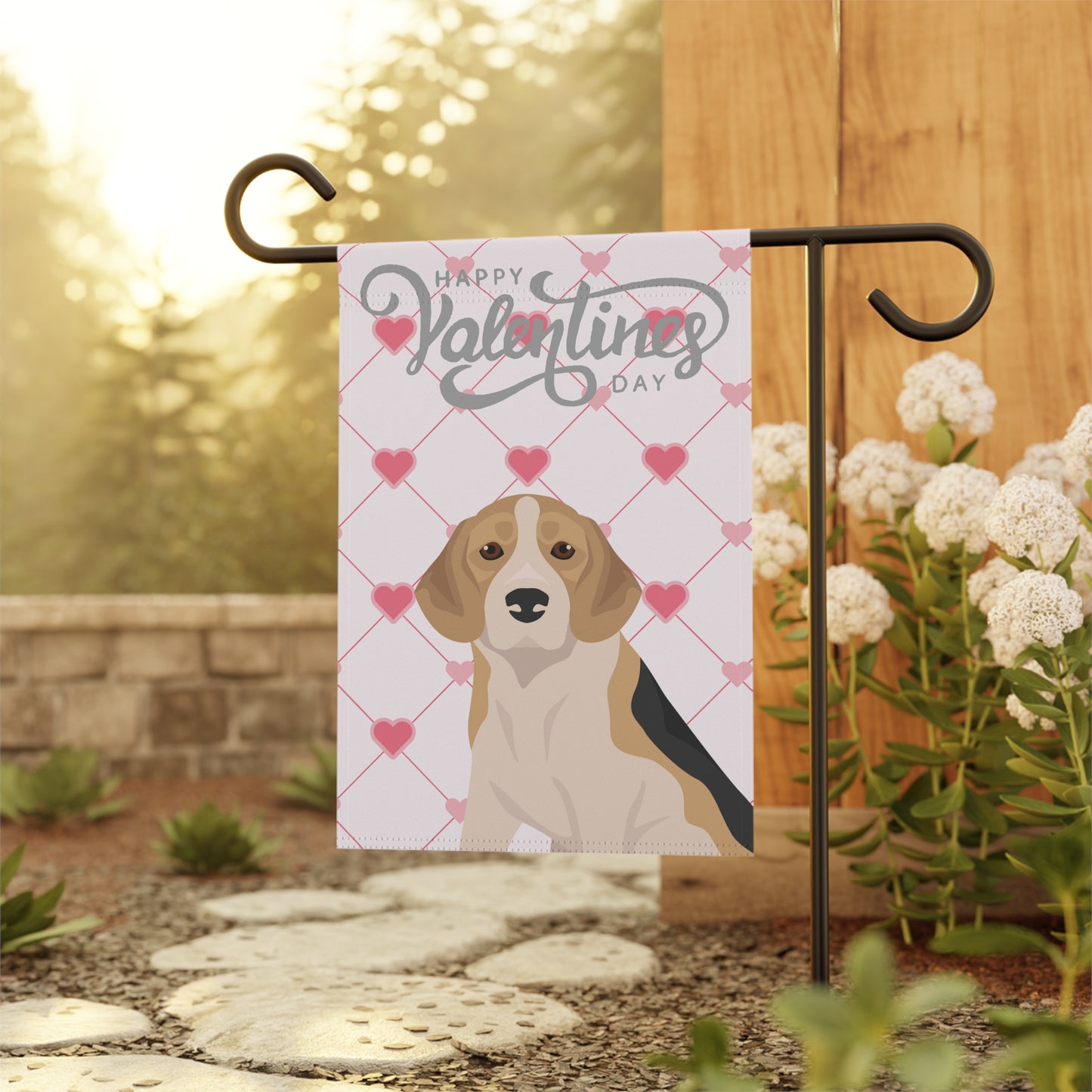 Beagle Dog Valentines Day Garden Flag