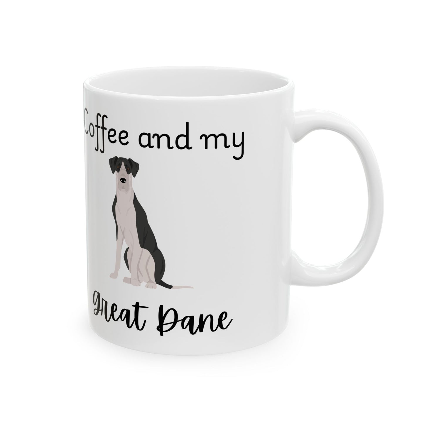 Coffee and My Great Dane Ceramic Mug | Dog Lover Gift, Pet Owner Cup, Cute Mug for Dog Moms, Funny Mug for Coffee Lovers