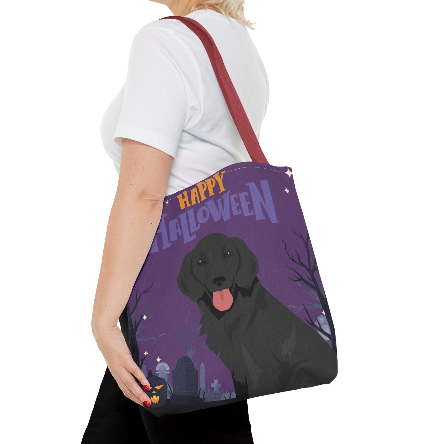 Flat Coated Retriever Dog Happy Halloween Tote Bag 16x16