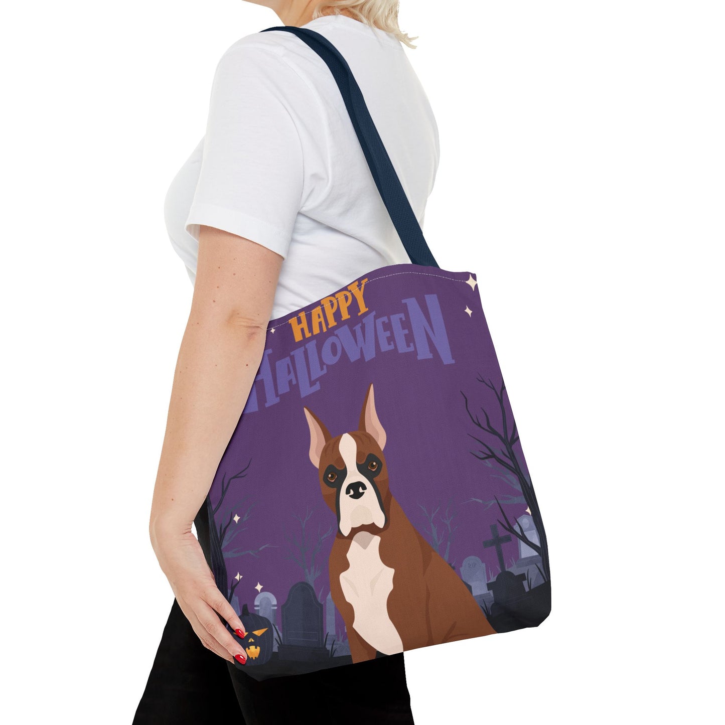 Boxer Dog Happy Halloween Tote Bag 16x16