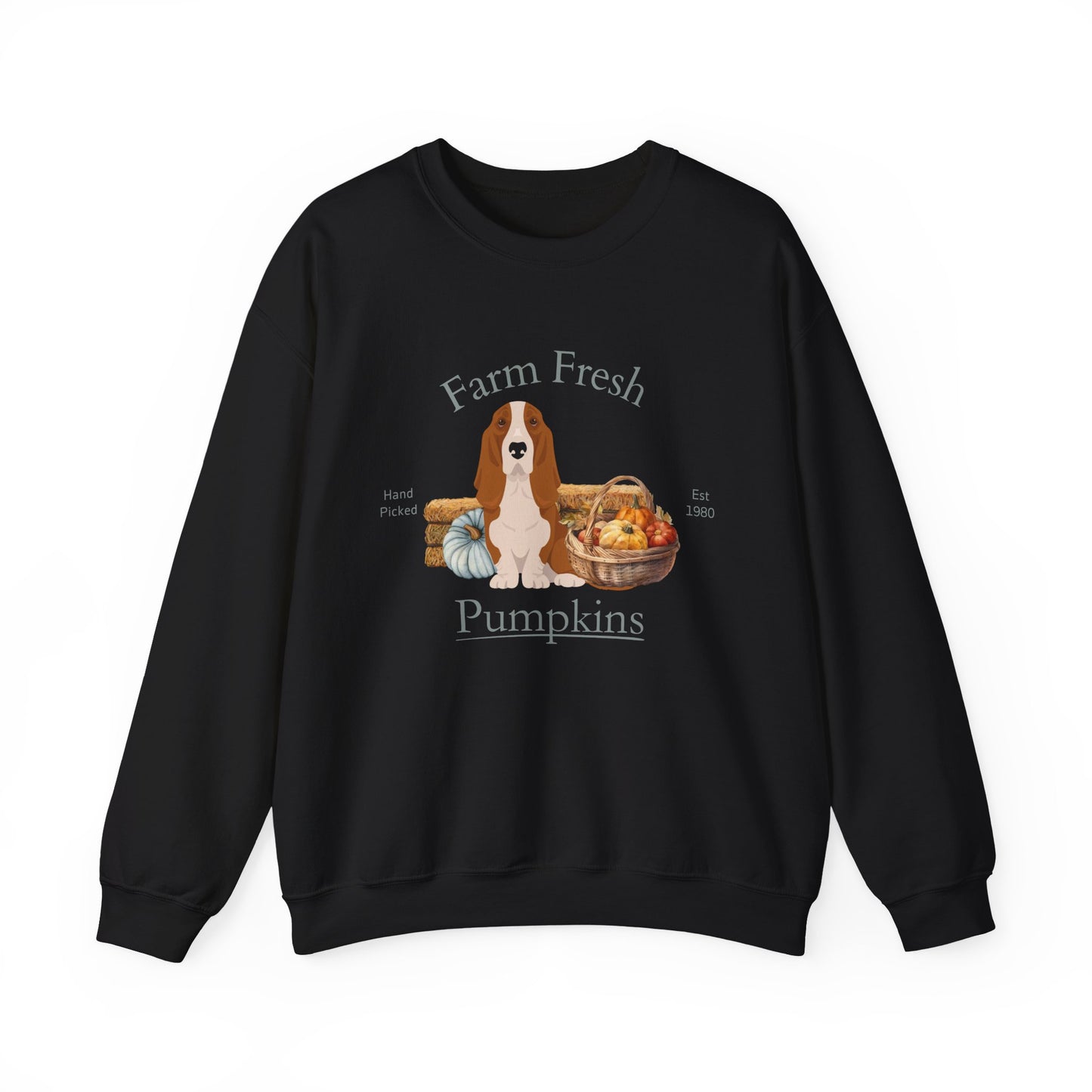 Basset Hound Dog Fall Farm Fresh Unisex Heavy Blend Crewneck Sweatshirt