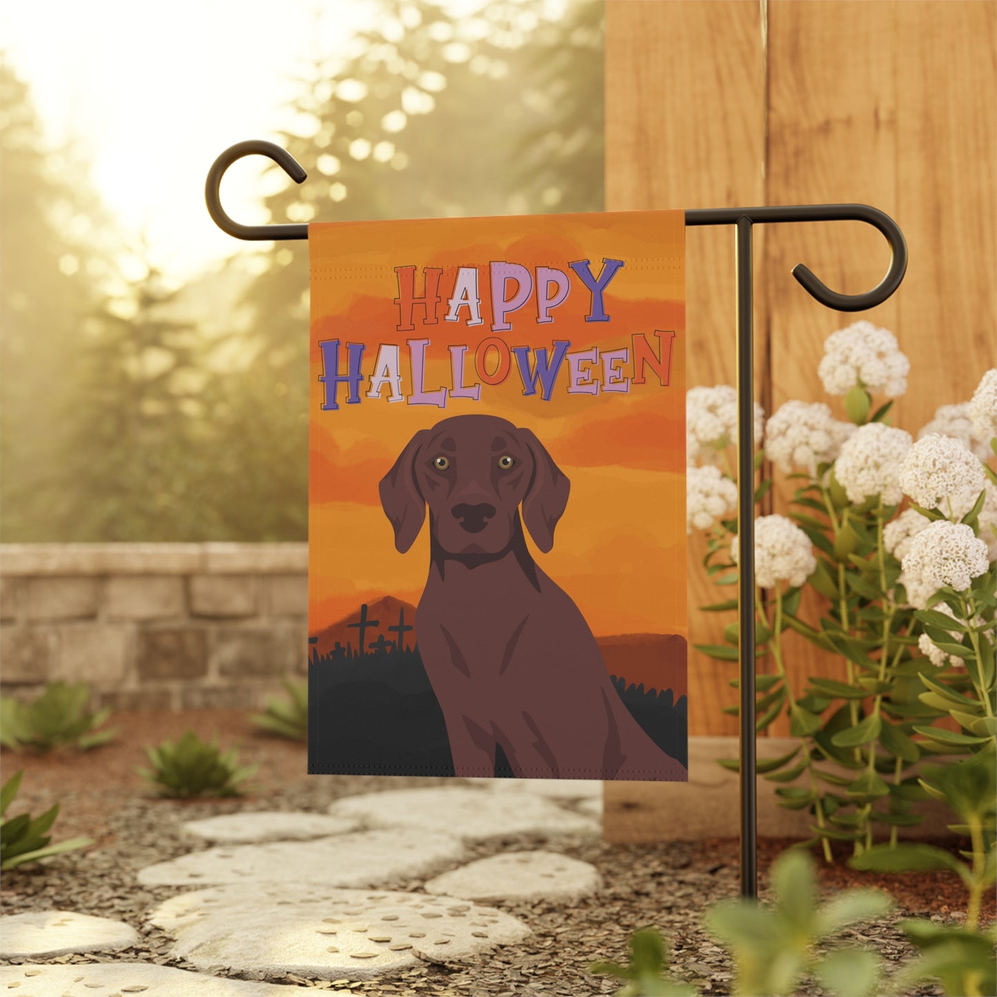 German Shorthaired Pointer Dog Halloween Garden Flag