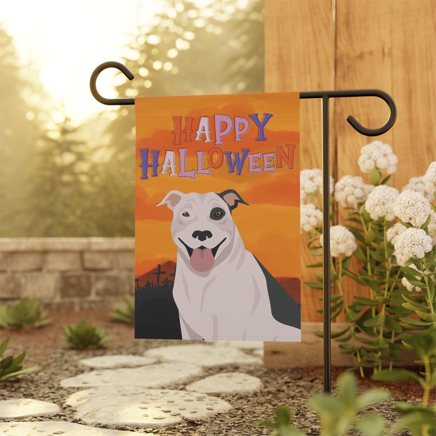 Pit Bull Dog Halloween Garden Flag