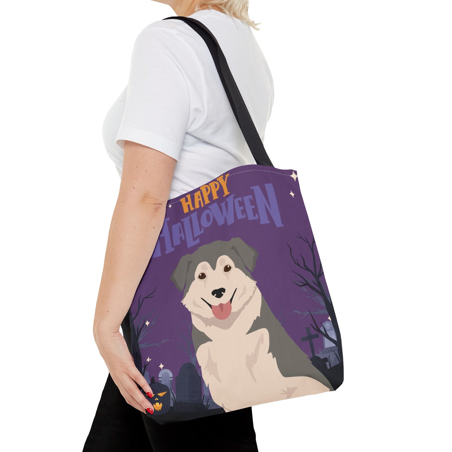Aidi Dog Happy Halloween Tote Bag 16x16