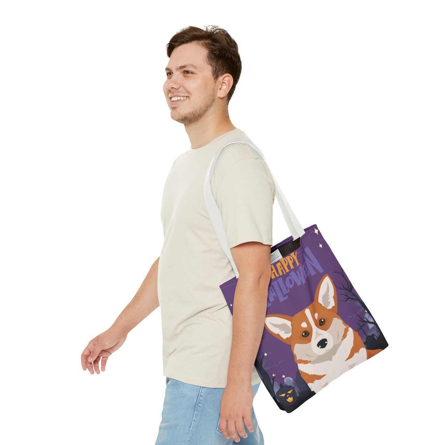 Pembroke Welsh Corgi Dog Happy Halloween Tote Bag 16x16