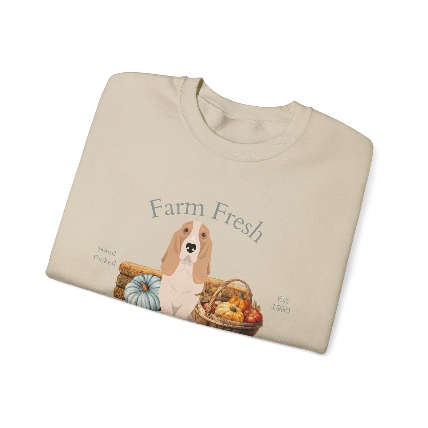 Basset Hound Dog Fall Farm Fresh Unisex Heavy Blend Crewneck Sweatshirt