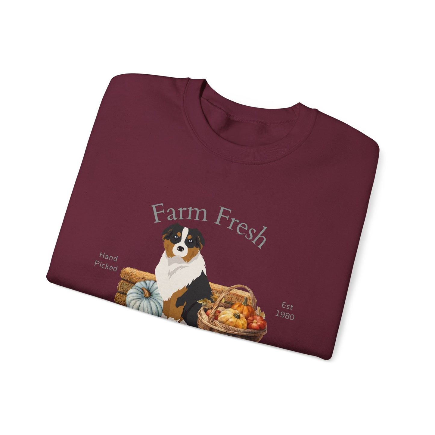 Australian Shepherd Dog Fall Farm Fresh Unisex Heavy Blend Crewneck Sweatshirt