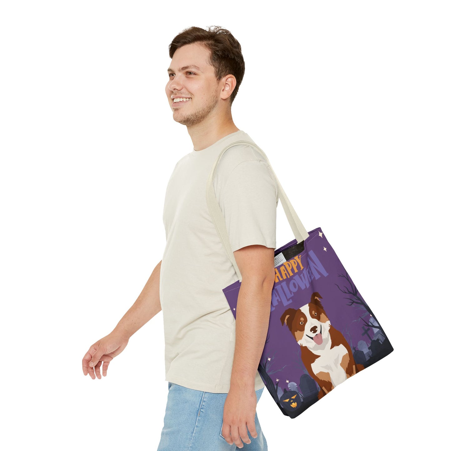 Border Collie Dog Happy Halloween Tote Bag 16x16