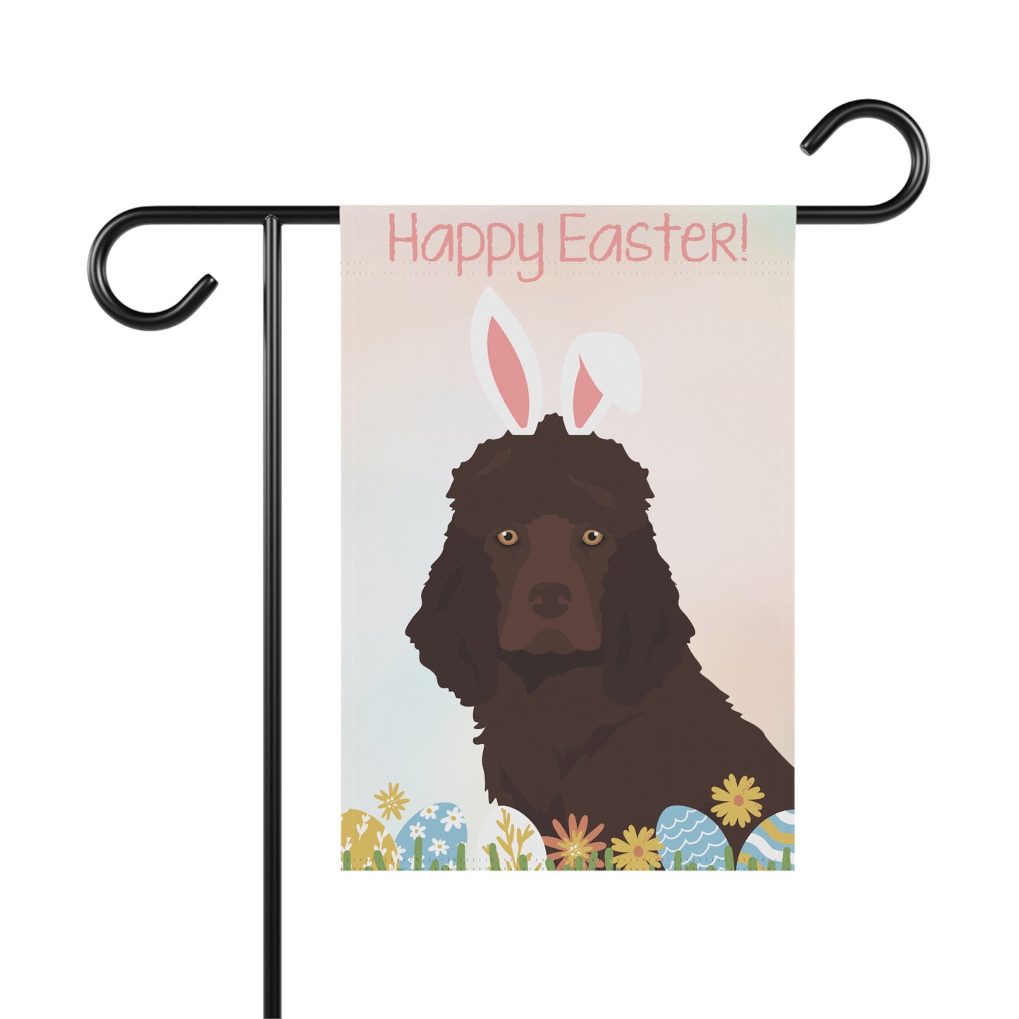 Irish Water Spaniel Dog Happy Easter Garden Flag