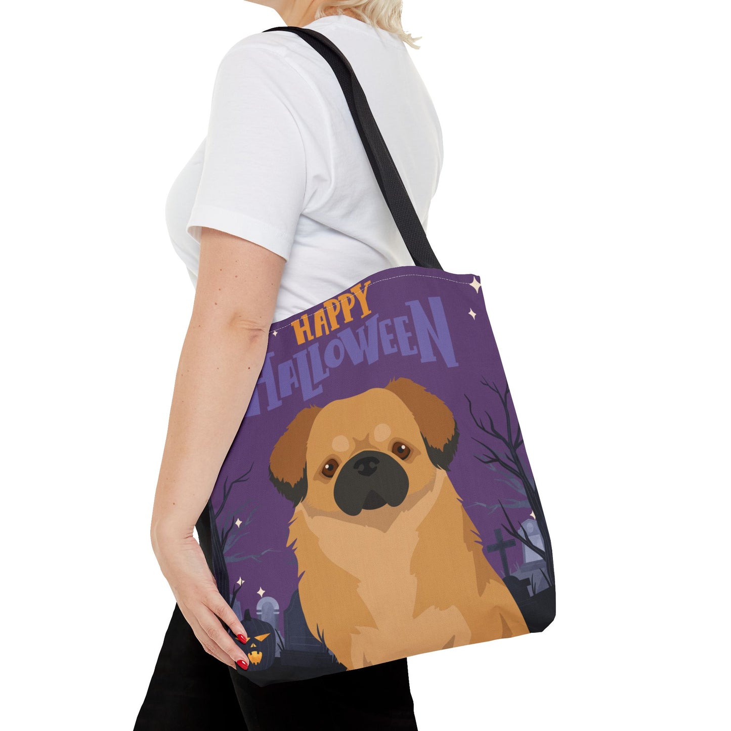 Tibetan Spaniel Dog Happy Halloween Tote Bag 16x16